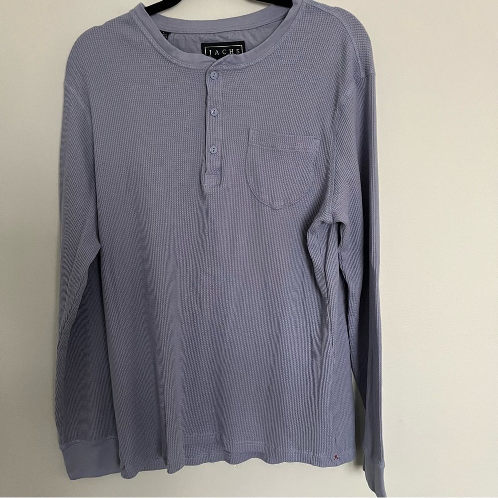 JACHS LIGHT BLUE WAFFLE LONG SLEEVE HENLEY- Size Large